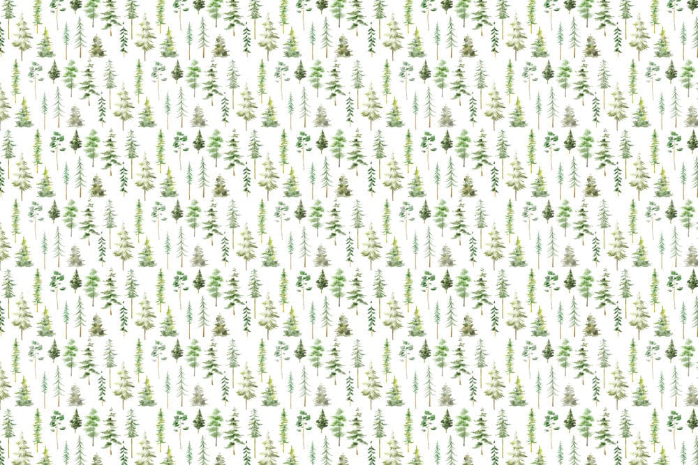 Motif seamless de pins aquarelle et plantes vertes pour murale mini forêt aquarelle