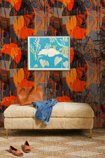 Murale textile orange en papier peint - Vignette | Mr Papier Peint