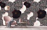 Papier peint artistique parapluie noir blanc rose ambiance unique - Vignette | Mr Papier Peint