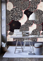Papier peint artistique parapluie noir blanc rose ambiance unique - Vignette | Mr Papier Peint
