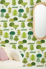 Papier Peint avec motif de petits arbres. - Vignette | Mr Papier Peint