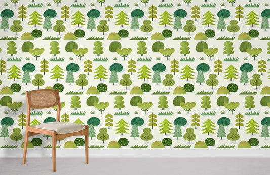 Papier Peint avec motif de petits arbres. - Le meilleur Papier peint panoramique Sur mesure