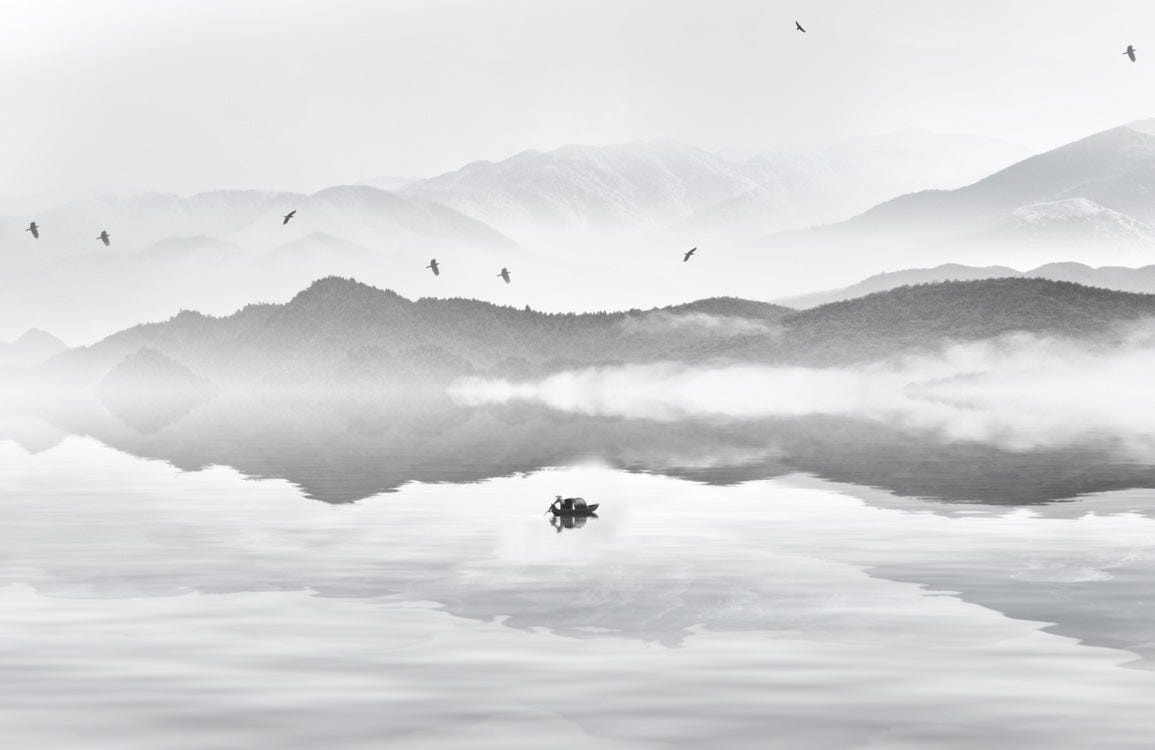 Papier Peint avec oiseaux et bateau - Le meilleur Papier peint panoramique Sur mesure