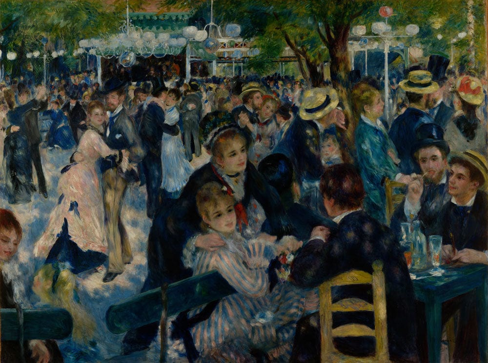 Papier peint Bal du Moulin de la Galette avec une scène de danse et de socialisation en plein air