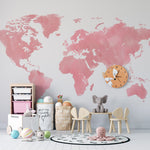 Papier peint carte du monde aquarelle rose - Vignette | Mr Papier Peint