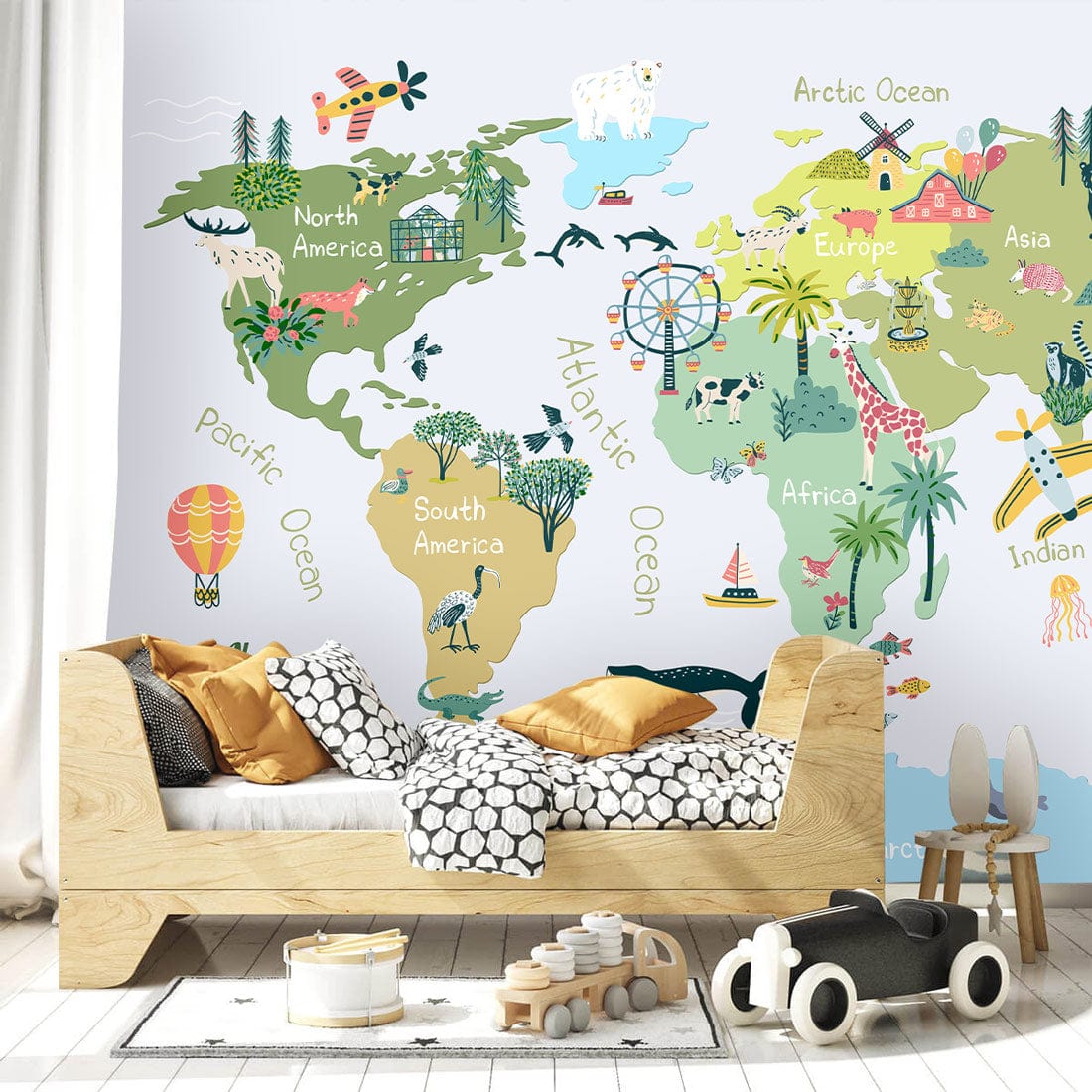 Papier peint carte du monde pour chambre d’enfants - Le meilleur Papier peint panoramique Sur mesure