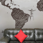 Papier peint carte du monde style croquis - Vignette | Mr Papier Peint