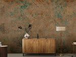 Papier peint classique vieilli porte cintrée et motifs bruns verts - Vignette | Mr Papier Peint