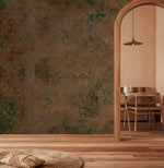 Papier peint classique vieilli porte cintrée et motifs bruns verts - Vignette | Mr Papier Peint