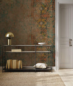 Papier peint classique vieilli porte cintrée et motifs bruns verts - Vignette | Mr Papier Peint