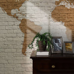 Papier peint de carte du monde sur mur de briques - Vignette | Mr Papier Peint