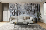 Papier peint panoramique chemin forestier enneigé pour décoration personnalisée - Vignette | Mr Papier Peint