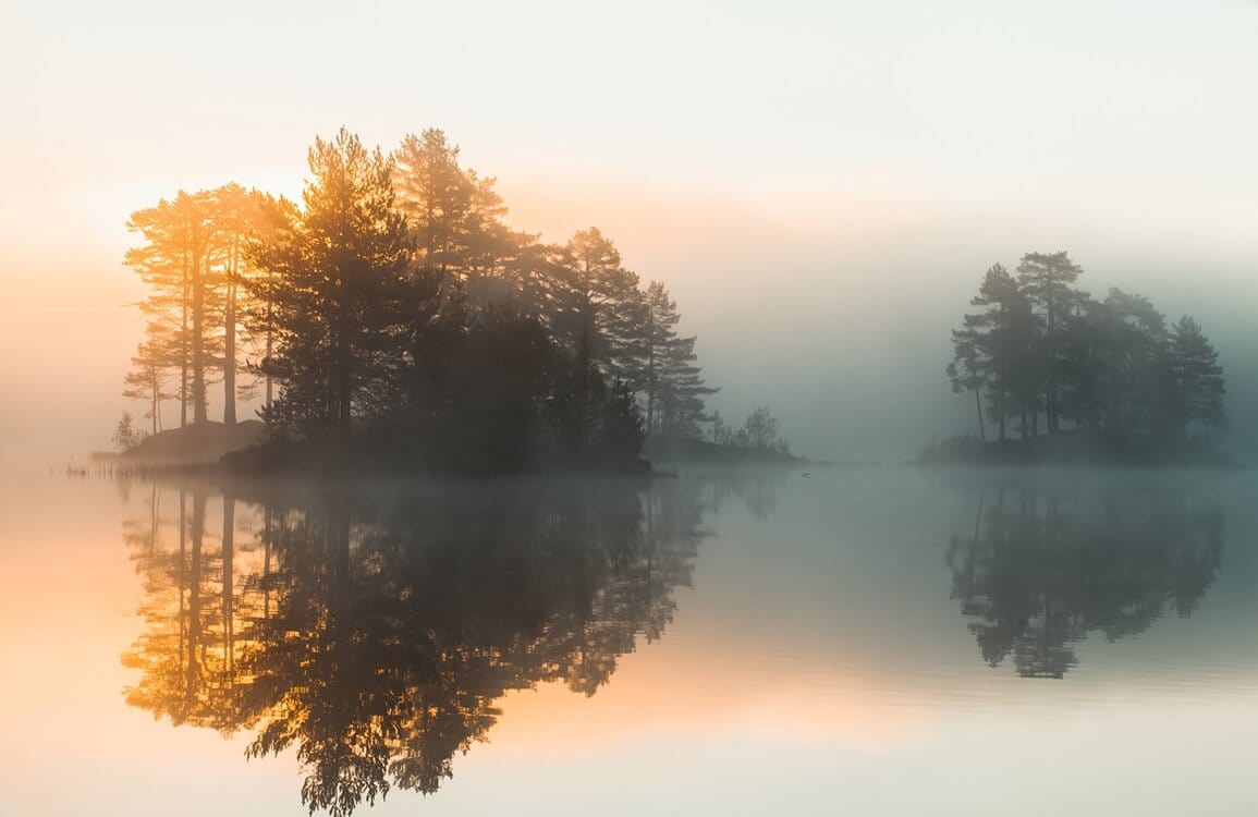 Papier Peint de coucher de soleil avec reflets - Le meilleur Papier peint panoramique Sur mesure