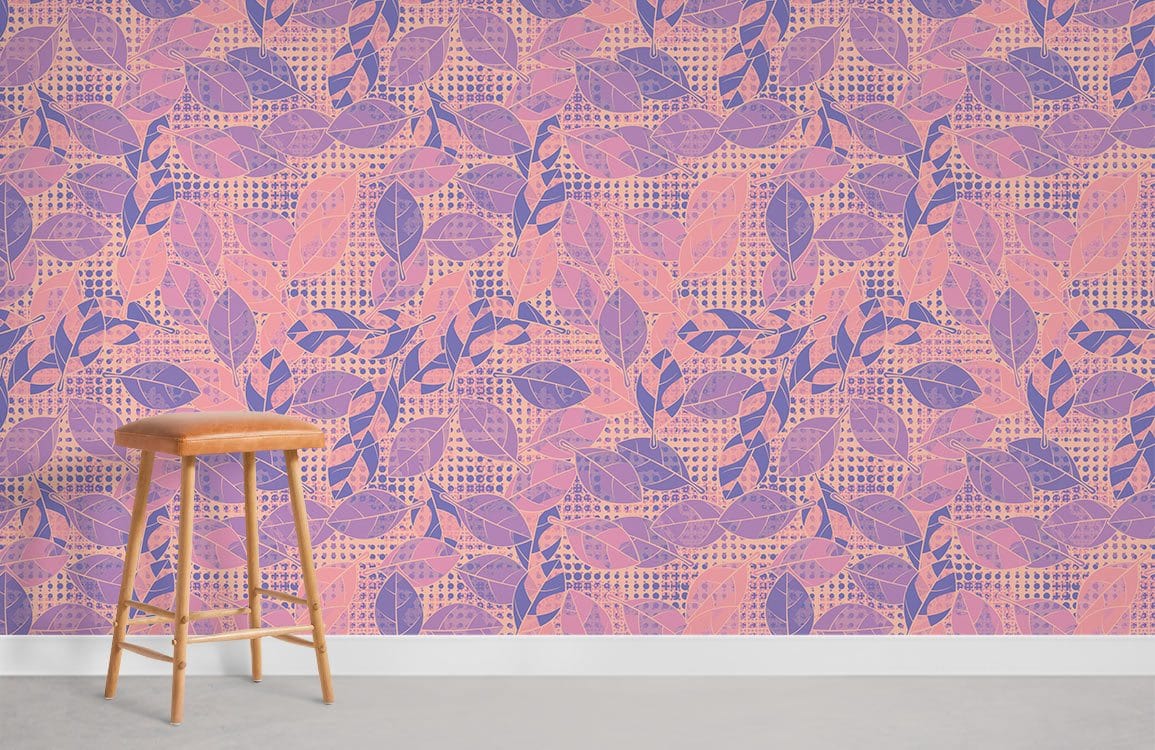 Papier peint de feuilles violettes en mural - Le meilleur Papier peint panoramique Sur mesure