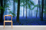 Papier peint panoramique forêt aux fleurs bleues élégance naturelle - Vignette | Mr Papier Peint