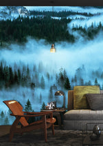 Peinture panoramique forêt enveloppée de brume atmosphère apaisante - Vignette | Mr Papier Peint