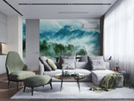 Papier peint panoramique forêt montagne brumeuse décoration personnalisée - Vignette | Mr Papier Peint