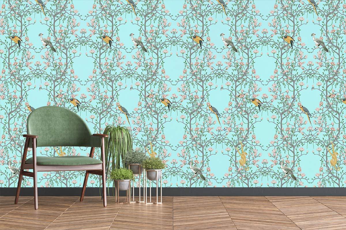 Chaise d’accent moderne avec cadre en bois foncé et tissu vert sauge, décoration personnalisée