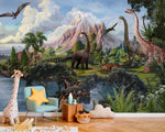 Papier peint de paysage préhistorique avec dinosaures - Vignette | Mr Papier Peint