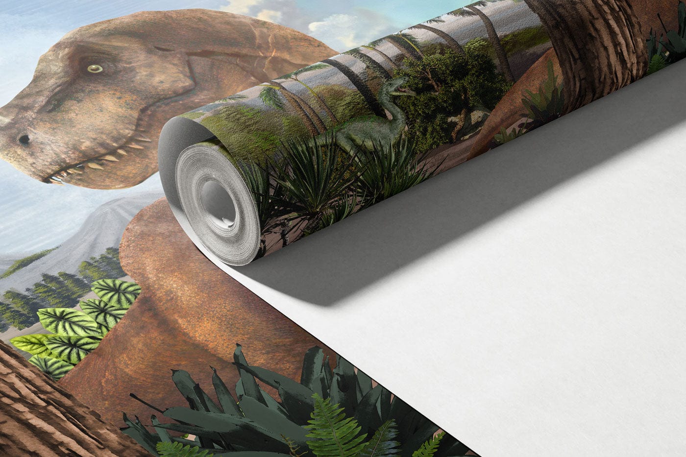 Papier peint de paysage préhistorique avec dinosaures - Le meilleur Papier peint panoramique Sur mesure