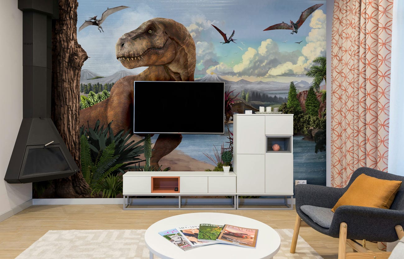 Papier peint de paysage préhistorique avec dinosaures - Le meilleur Papier peint panoramique Sur mesure