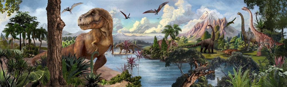 Papier peint de paysage préhistorique avec dinosaures - Le meilleur Papier peint panoramique Sur mesure