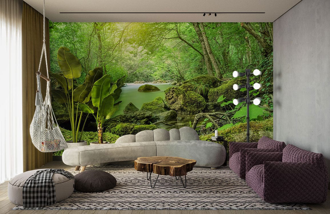 Papier peint panoramique forêt d’émeraude pour une décoration personnalisée moderne