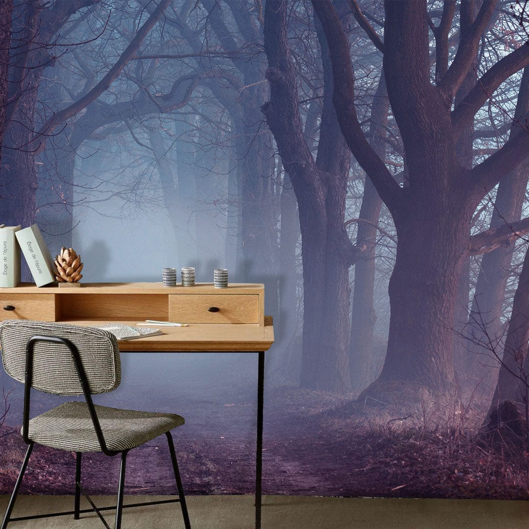 Papier peint panoramique décoration personnalisée avec bureau en forêt, contact mr-papier-peint
