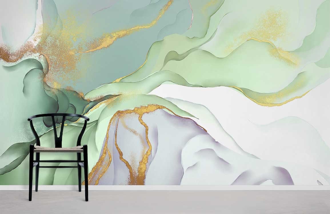 Papier peint effet marbre vert - Fresque murale - Le meilleur Papier peint panoramique Sur mesure