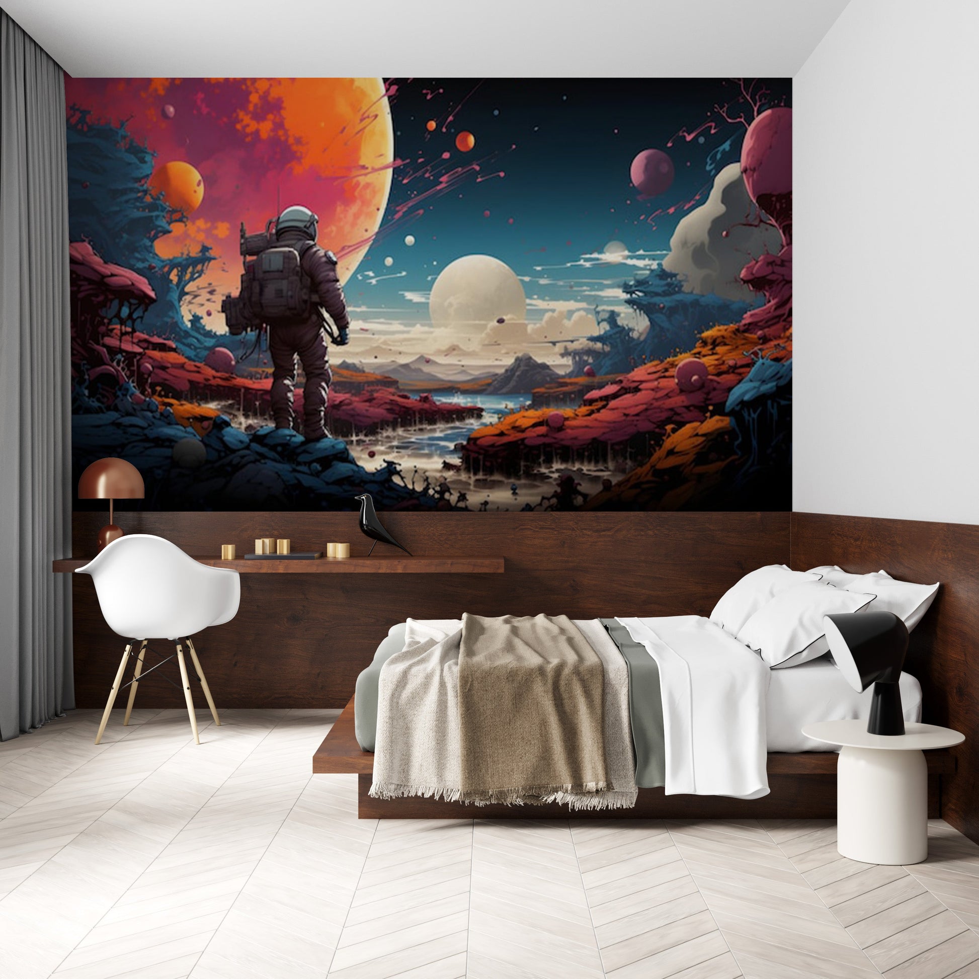 Papier Peint Exploration Spatiale Futuriste – Déco Cosmos - Le meilleur Papier peint panoramique Sur mesure