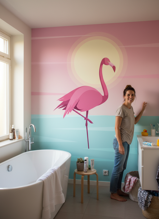 Papier Peint Flamant Rose Exotique : revêtement mural tropical avec touche d’originalité