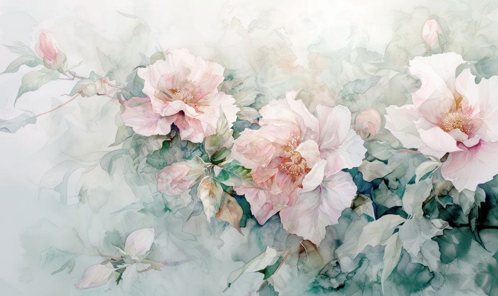 Papier peint floral élégant aux tons pastels - Le meilleur Papier peint panoramique Sur mesure