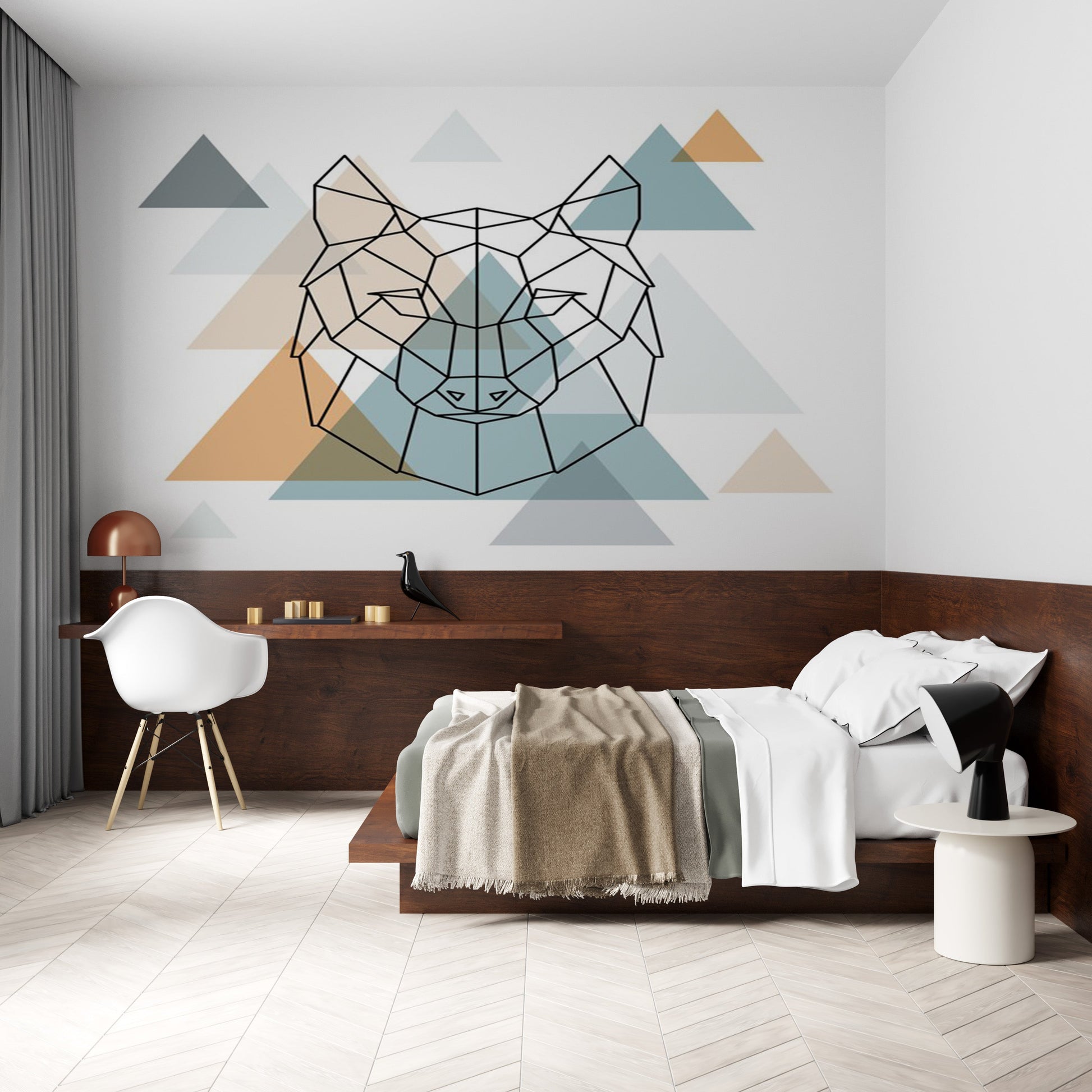 🐺 Papier Peint Loup Géométrique Design - Tendance Déco - Le meilleur Papier peint panoramique Sur mesure