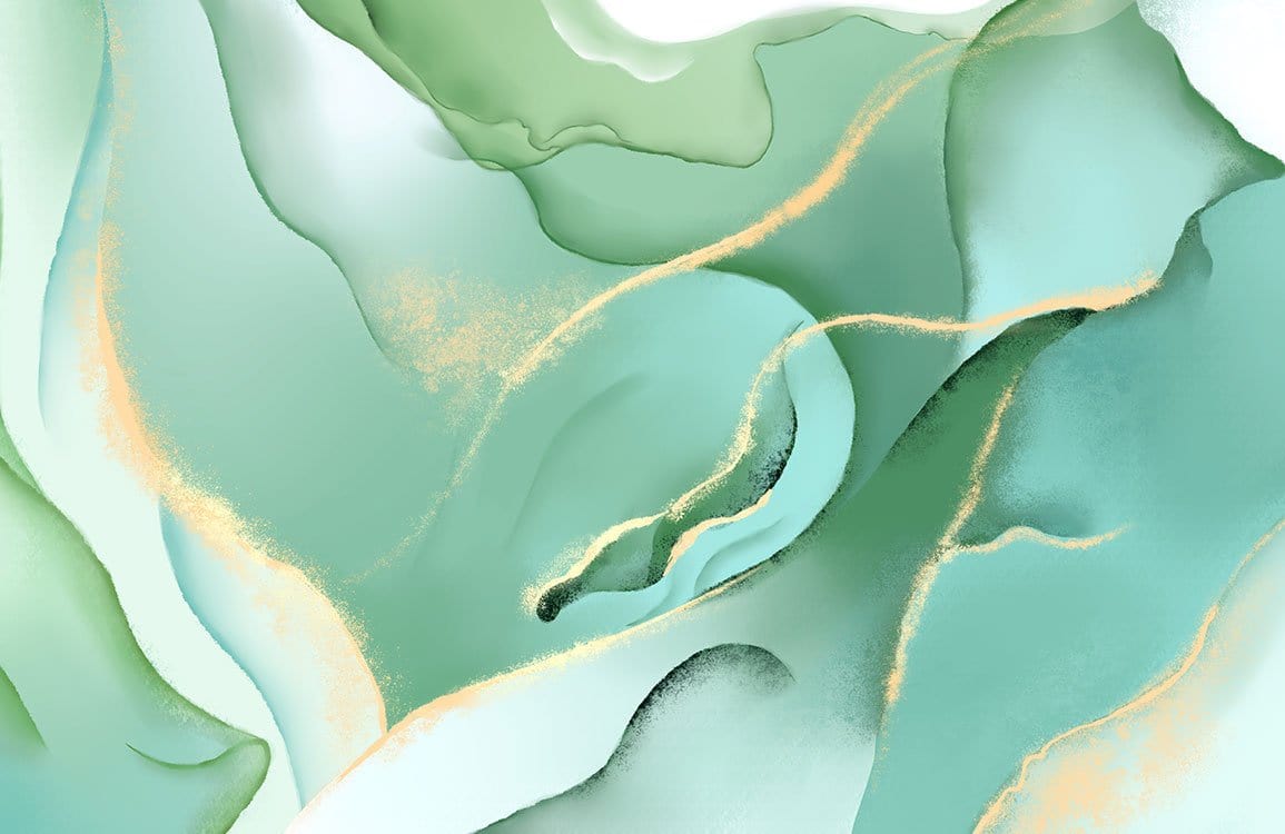 Papier Peint Marbre Dégradé Vert en Fresque - Le meilleur Papier peint panoramique Sur mesure