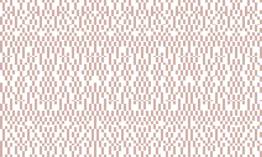Papier peint moderne géométrique Bauhaus rose et blanc avec motif pixelisé beige et blanc