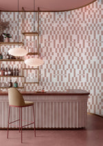Papier peint moderne géométrique Bauhaus rose et blanc captivant - Vignette | Mr Papier Peint