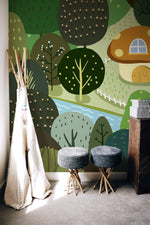 Papier peint motif arbres dessinés - Vignette | Mr Papier Peint