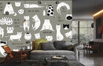 Papier peint motif chat gris en fresque - Vignette | Mr Papier Peint