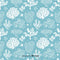 Illustration de motif corail artistique dessinée à la main sur fond bleu clair pour Papier Peint Motif Corail Dessiné à la Main - Exclusivité!