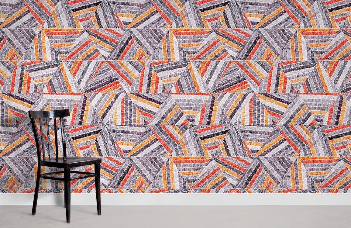 Papier peint mural à broderie géométrique - Le meilleur Papier peint panoramique Sur mesure