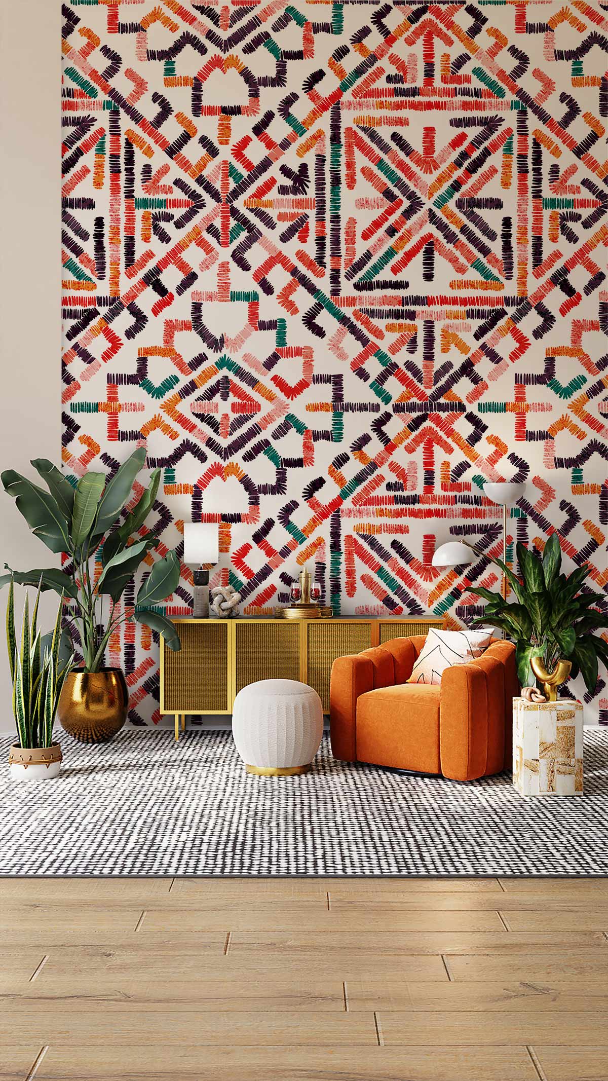 Papier peint mural à broderies répétées - Le meilleur Papier peint panoramique Sur mesure
