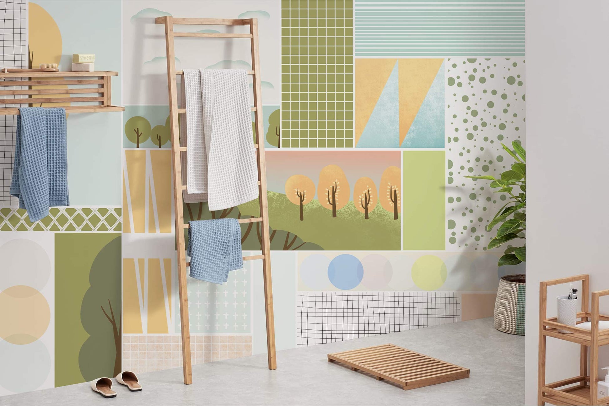 Papier Peint Mural à Combinaison Géométrique - Le meilleur Papier peint panoramique Sur mesure