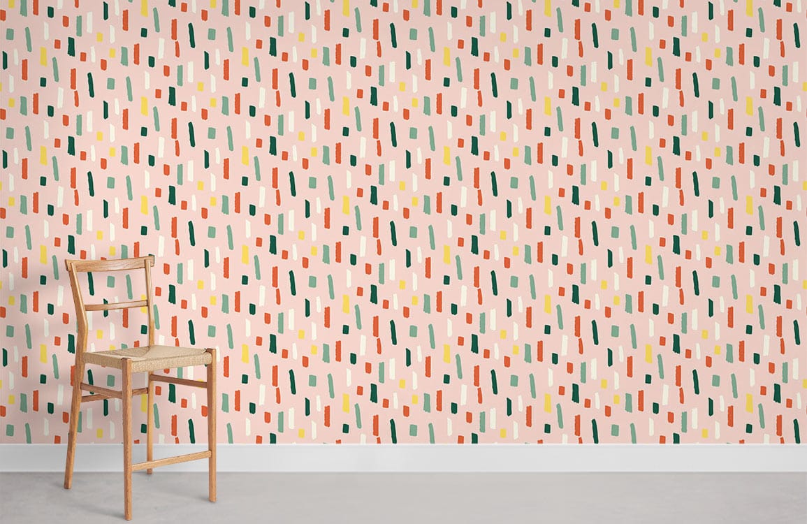 Chaise en bois avec siège tissé, idéale pour une œuvre d’art papier peint mural