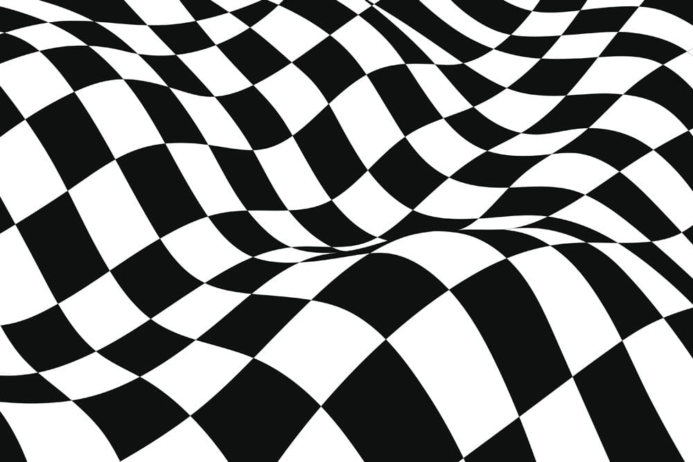 Papier peint mural damier ondulé noir et blanc pour décoration intérieure élégante