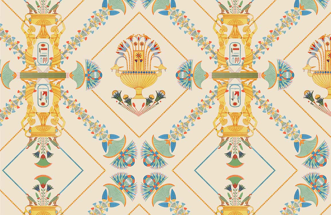 Papier peint mural avec motif égyptien complexe pour décoration intérieure élégante