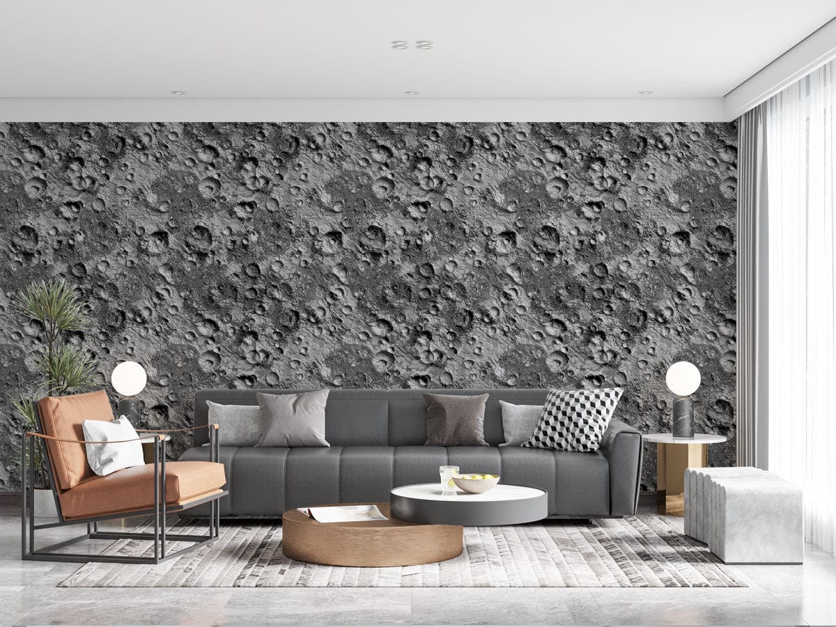 Papier peint mural moderne avec mur d’accent à motif de cratère lunaire