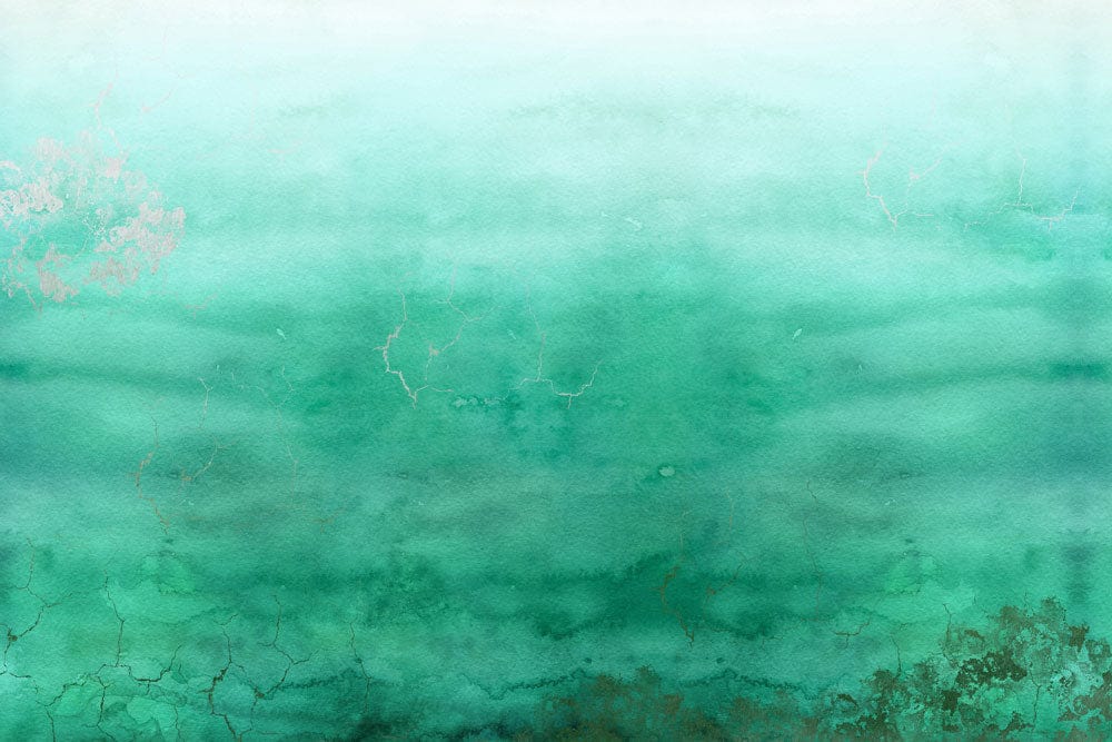 Papier peint mural avec fond dégradé vert aquarelle et textures sous-marines naturelles