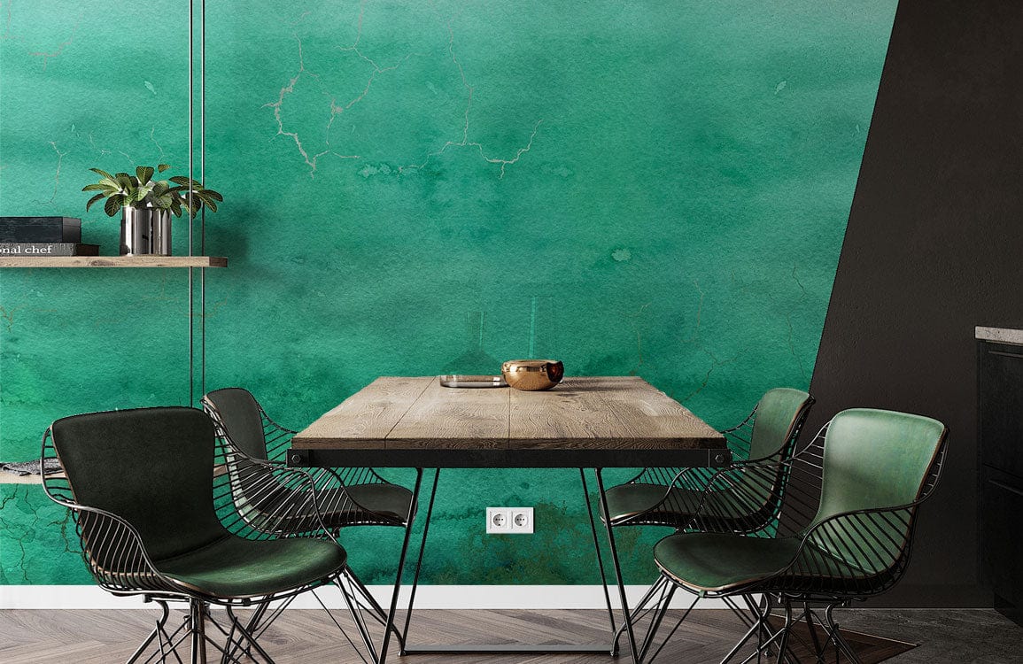 Papier peint mural à l’encre verte aquarelle avec ombré vert et texture distressed