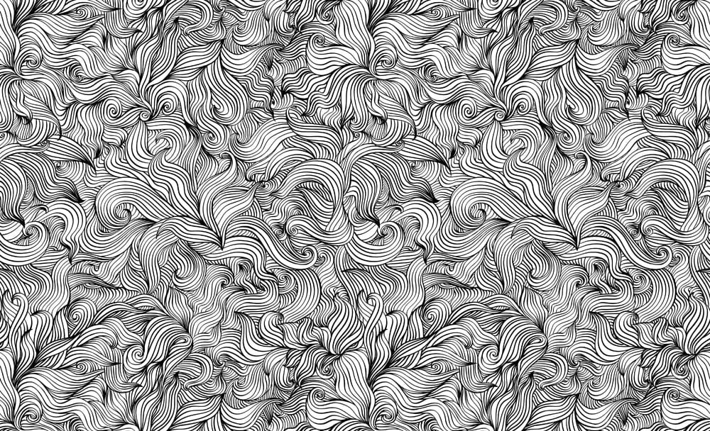 Papier peint mural à lignes torsadées avec motif fluide noir et blanc pour décoration intérieure