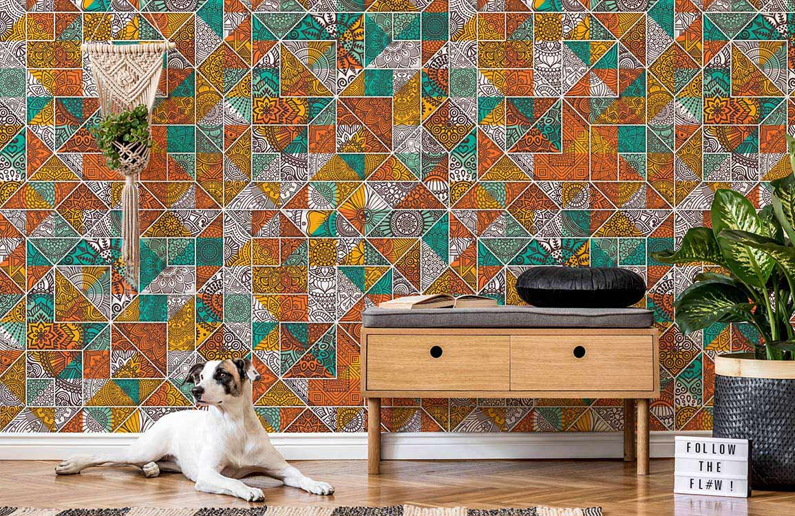 Papier Peint Mural à Motif Boho Réfléchissant - Le meilleur Papier peint panoramique Sur mesure